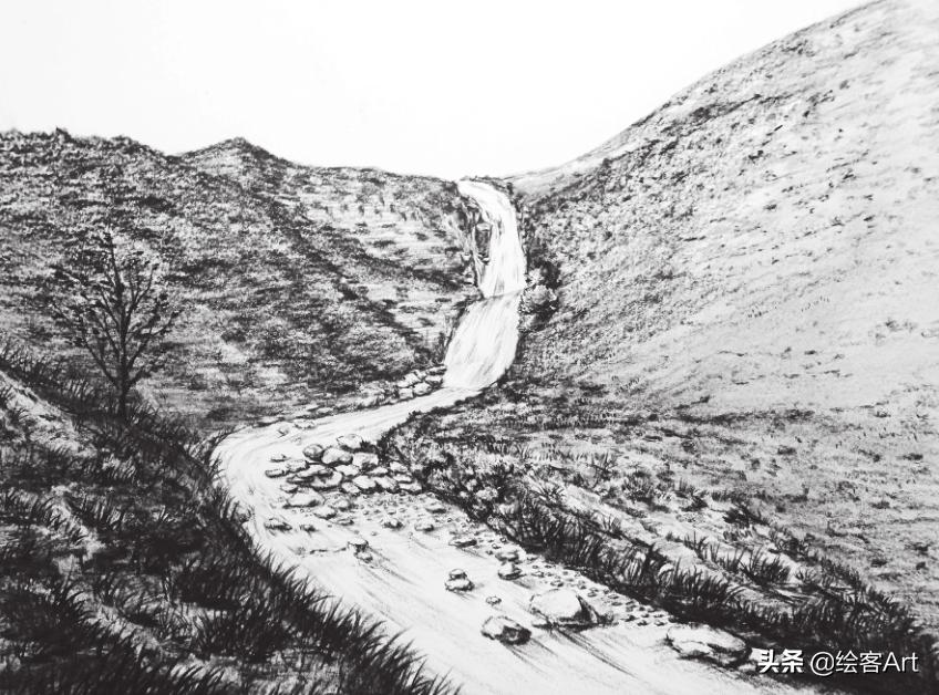 炭笔如何一笔画出渐变绘画技巧,炭笔风景教学