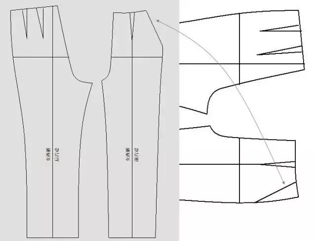 锥形裤子裁剪图纸,松紧腰裤子裁剪制版