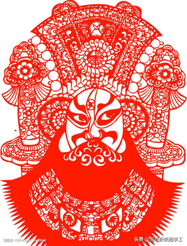 民俗剪纸戏曲脸谱剪纸图案欣赏,花旦脸谱简笔画简单又好看剪纸