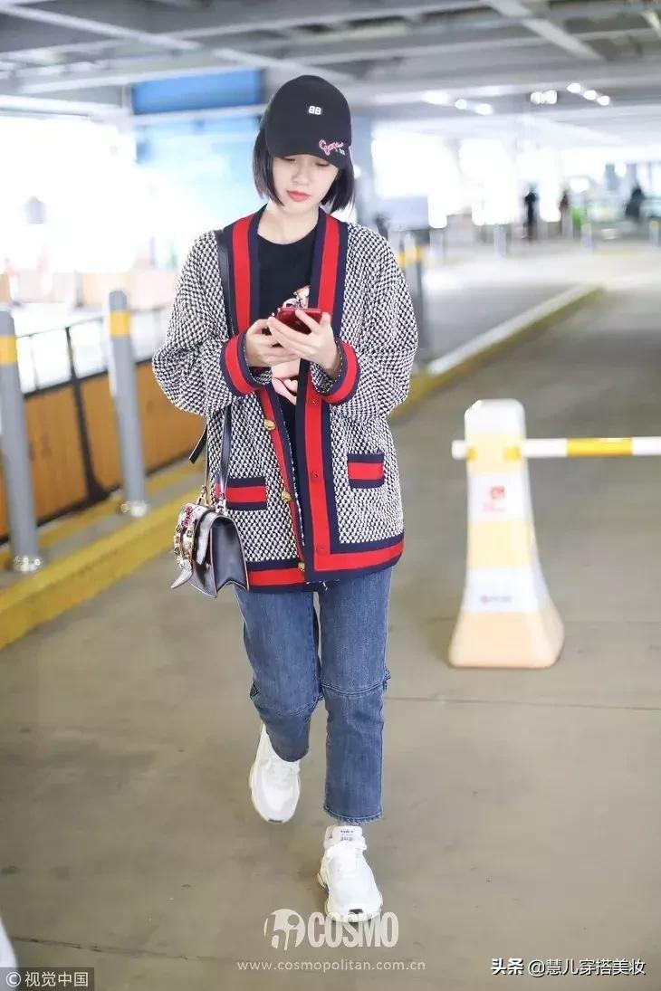 针织开衫加阔腿裤春,黑色v领针织小开衫搭配阔腿裤