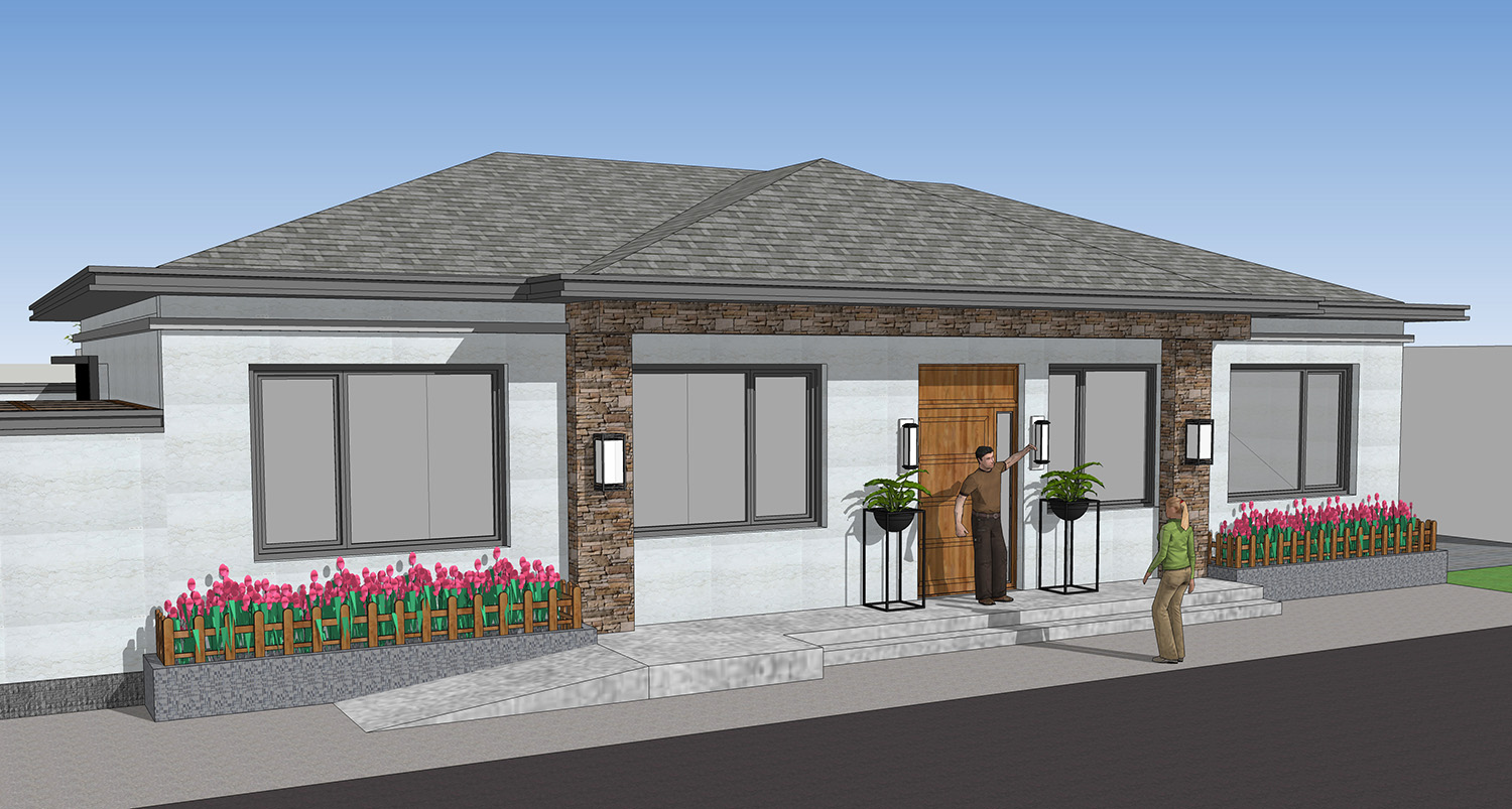 农村自建房养老房一层半怎么设计,农村人盖房子