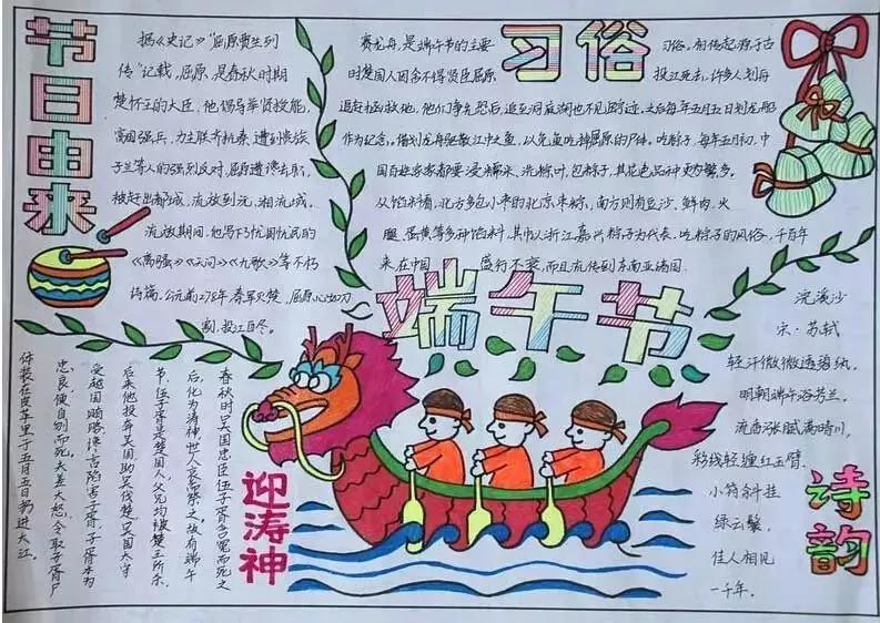 端午节手抄报浓情端午,端午粽飘香手抄报少点的字