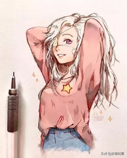 铅笔画素描动漫,铅笔画的动漫素描少女