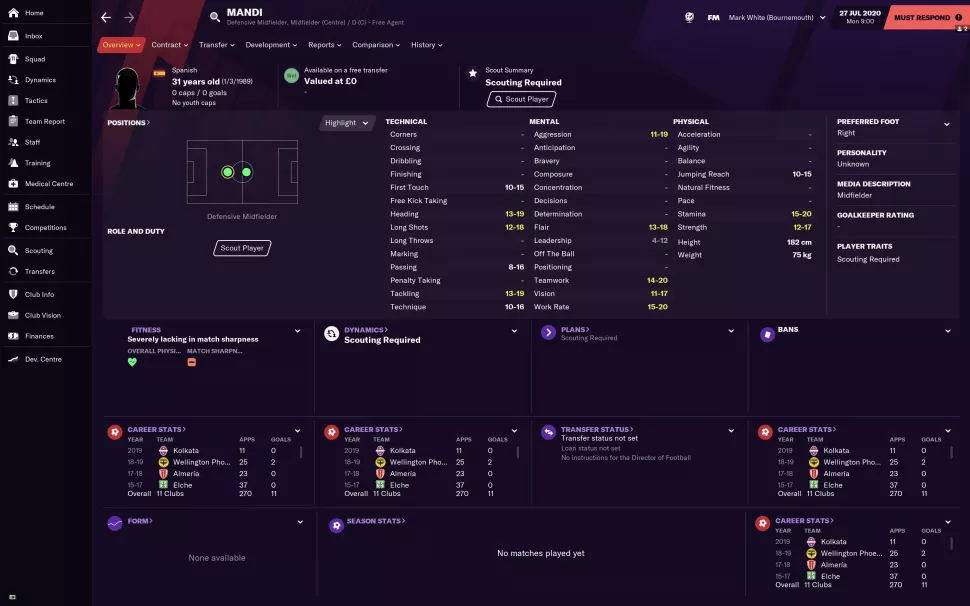 fm2021各位置最强球员排行,fm2021自由球员