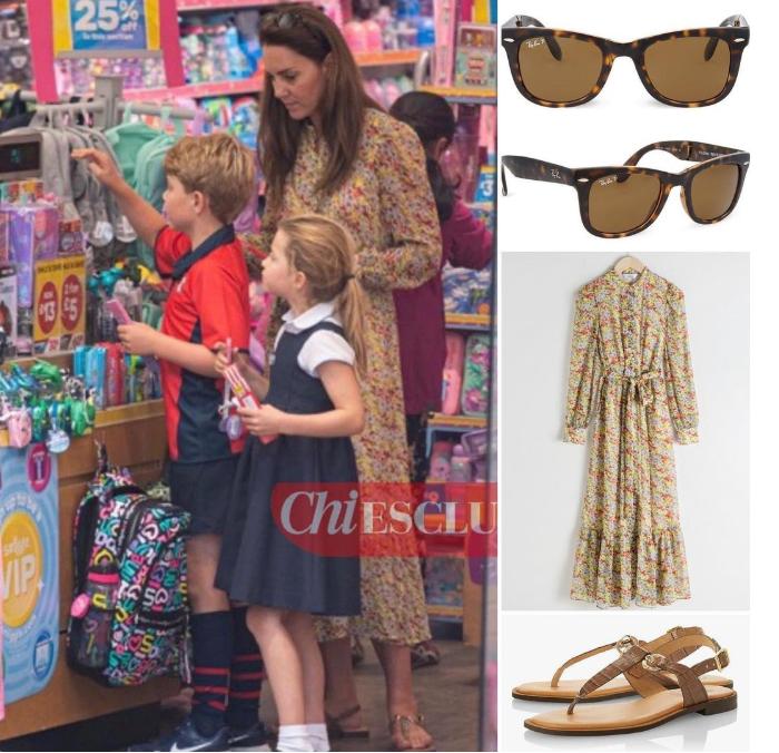 80后凯特变身家长，领着俩孩子购买文具，脚踩人字拖凉鞋依然贵气