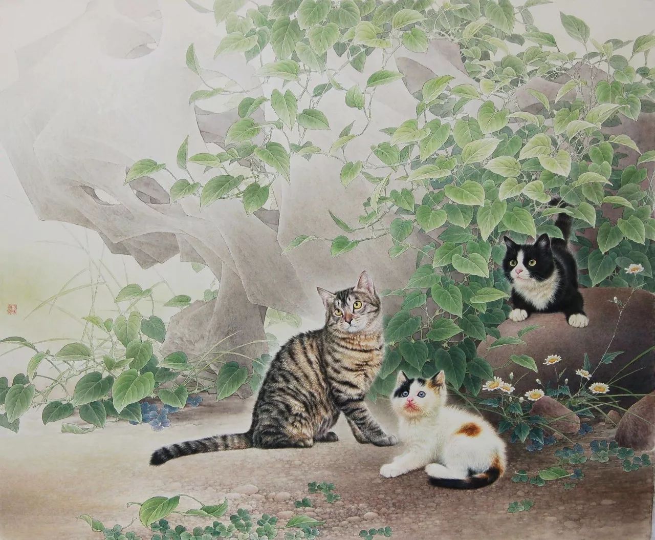邢诚爱工笔画猫的图片,邢诚爱工笔画猫兔子高清大图