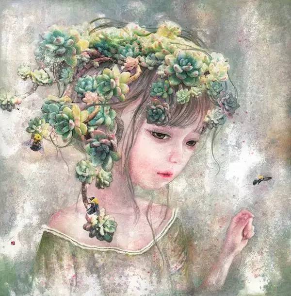 多肉女孩儿绘画,多肉女孩日语