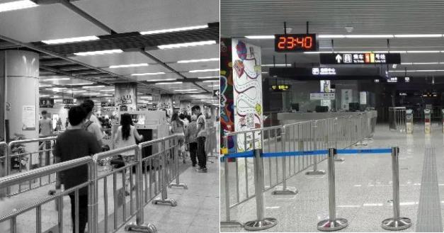 地铁站外栏杆,地铁轨行区外侧标示牌