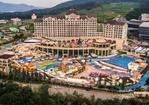 韩国大明山滑雪度假酒店,雪山温泉spa池