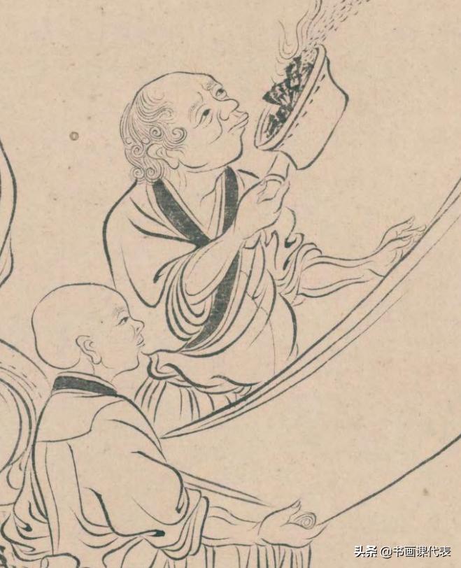 小写意罗汉图白描,一幅好看的中国画白描