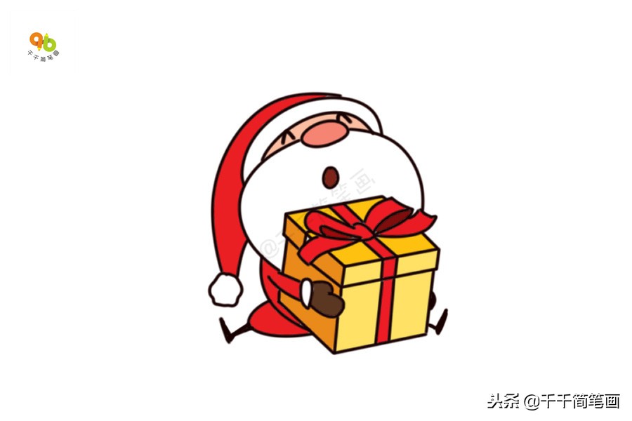 圣诞节驯鹿和圣诞老人的简笔画,儿童简单的圣诞老人简笔画