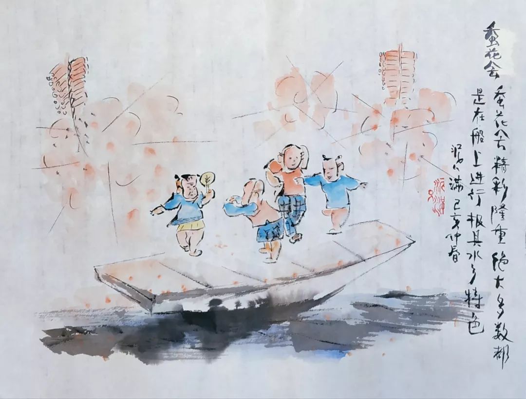 有关清明的山水画,中国风清明水墨画