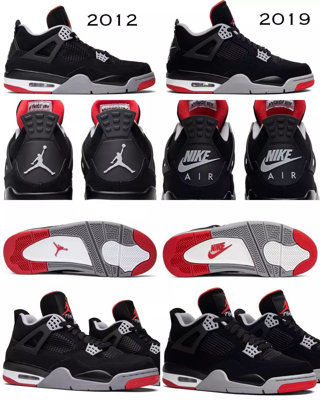 airjordan4辨别真假灰白黑,黑红airjordan