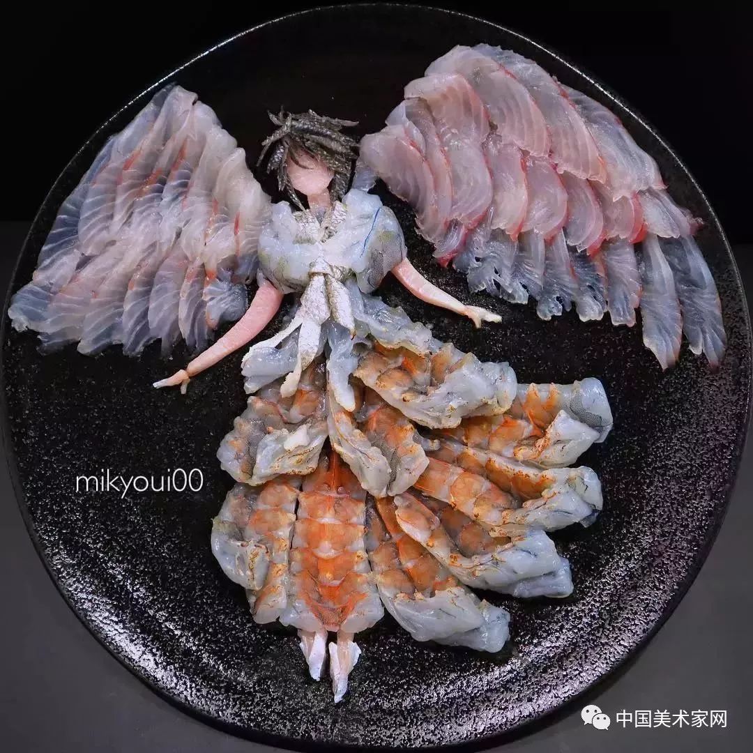 刺身的艺术图片大全,用生鱼片画作品