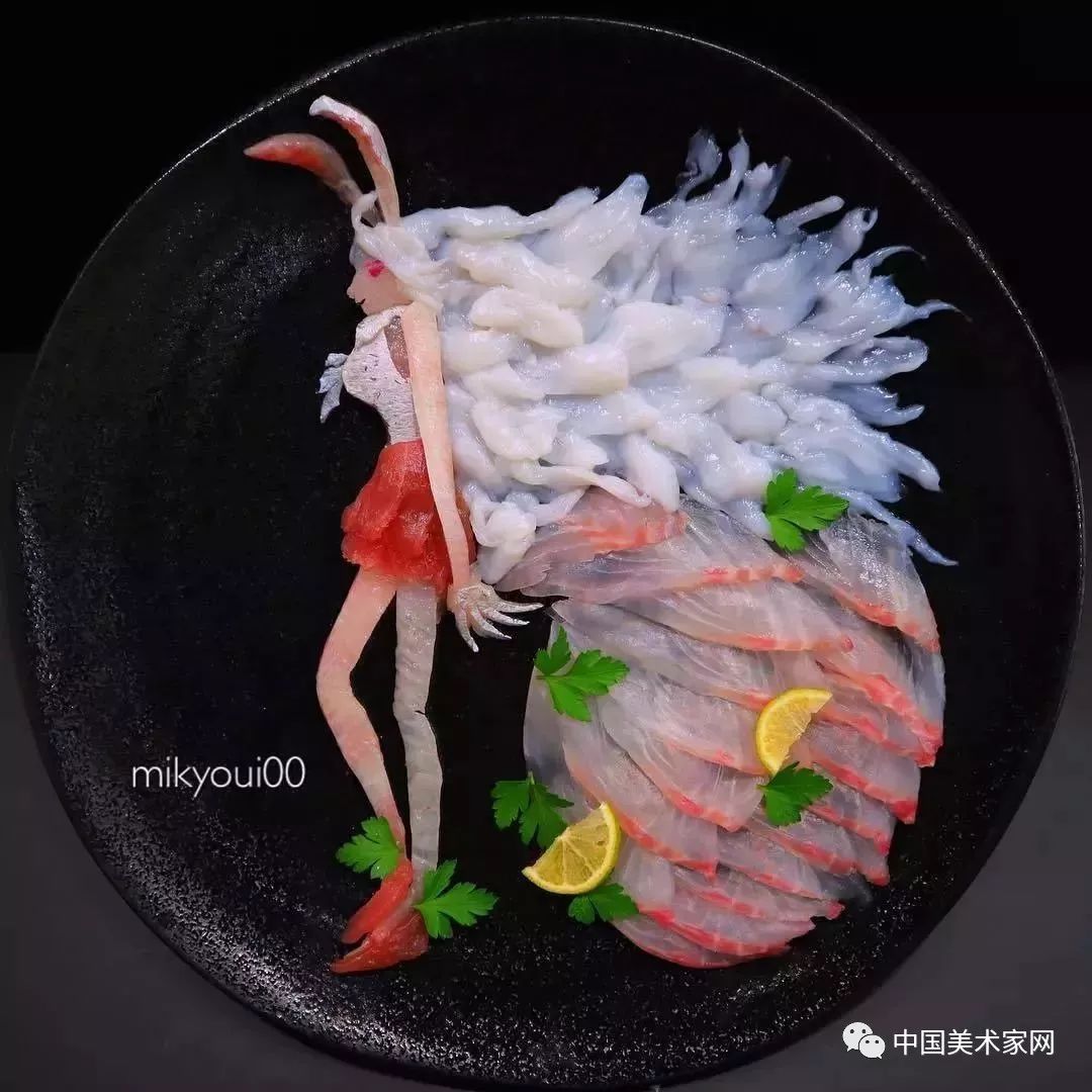 刺身的艺术图片大全,用生鱼片画作品