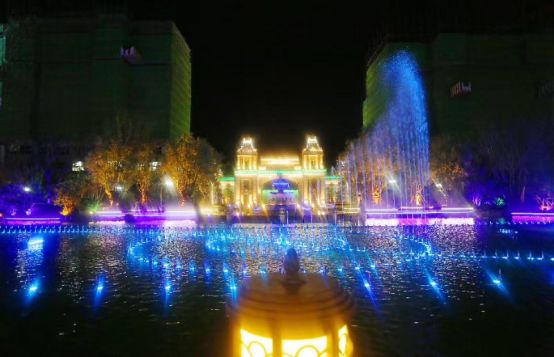 菏泽景区喷泉,菏泽有夜景的景区