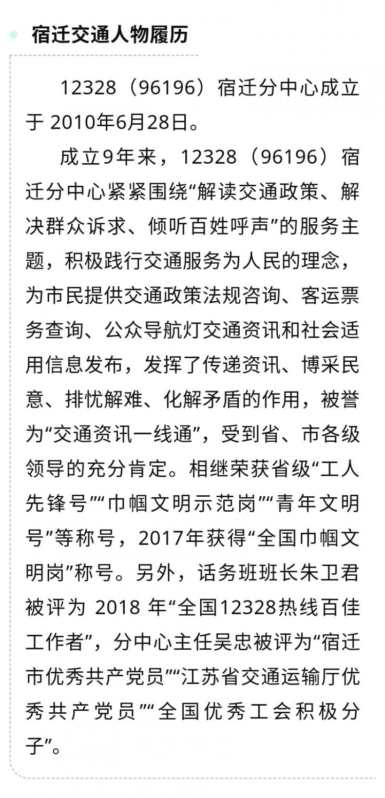 12328(96196)宿迁分中心:守一条热线解一路民忧