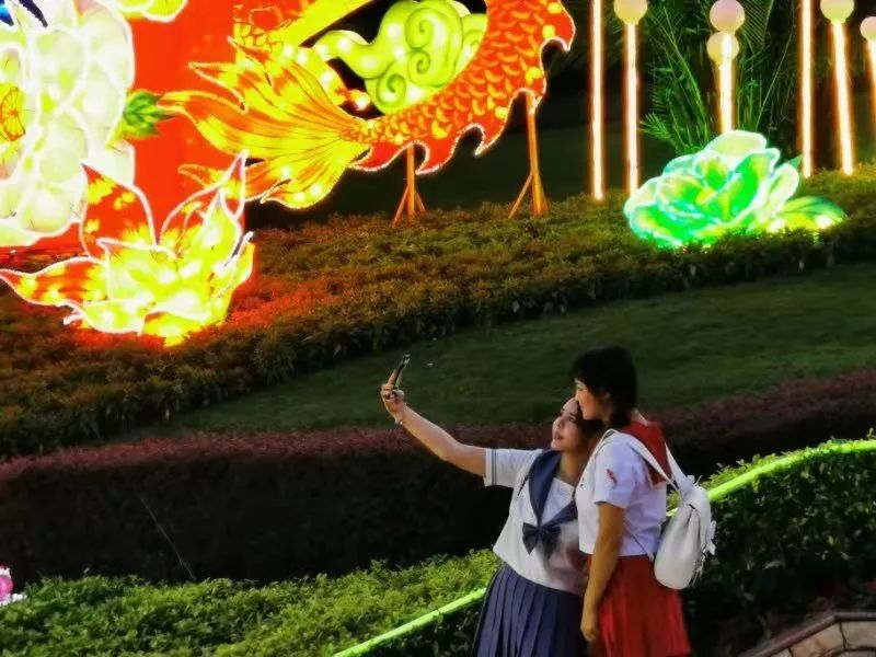 白天赏花晚上看灯光秀意境餐厅,云台花园看花灯