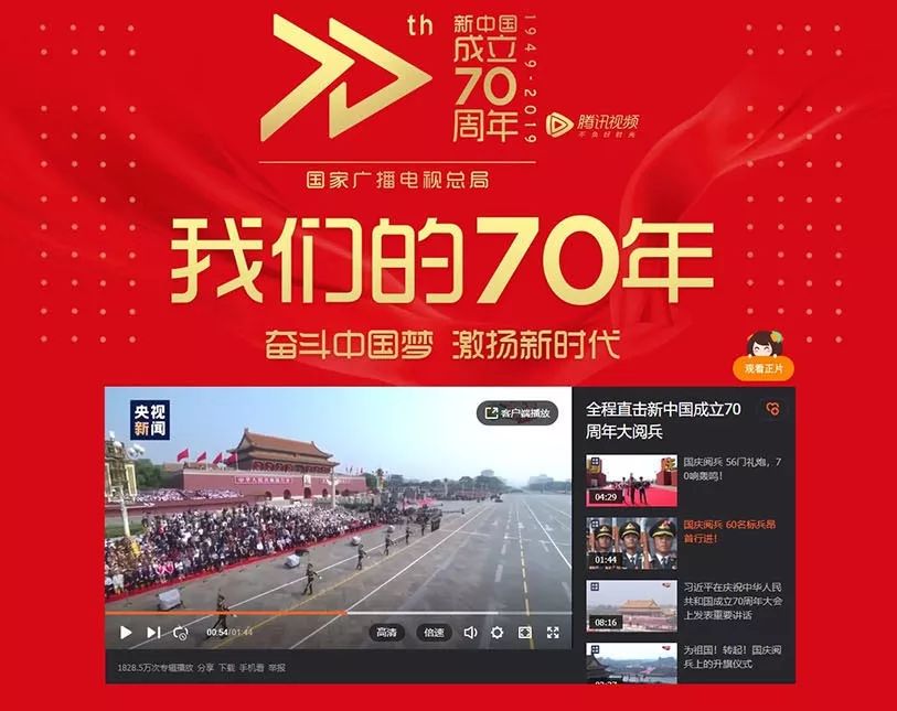 “硬核技术+全矩阵渠道”，腾讯视频国庆阅兵直播点燃爱国热情