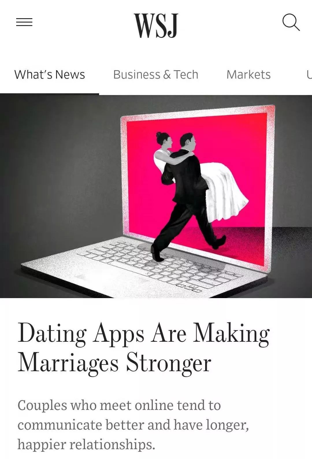 新研究为交友app正名：线上交友能让婚姻更稳定！丨双语晨读