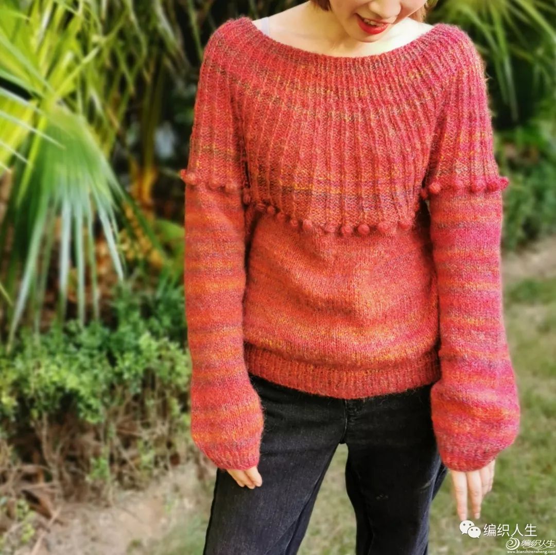 圆肩毛衣的织法女士棒针,棒针编织倾城圆肩毛衣