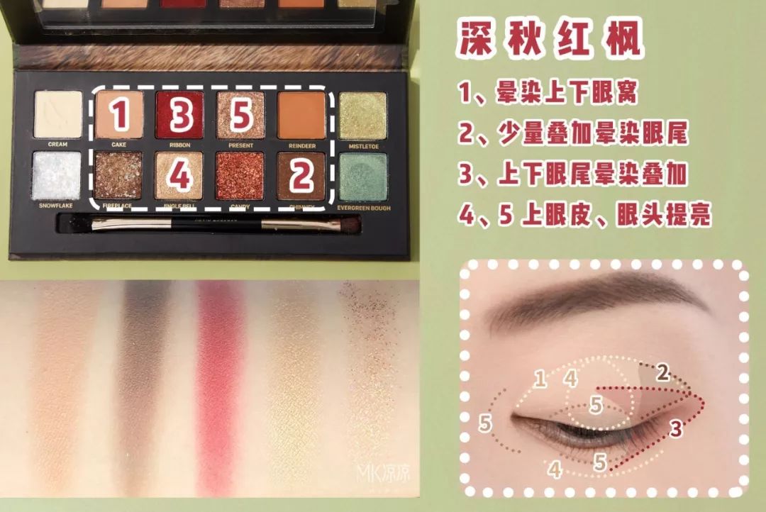 新出的绿色3ce眼影盘画法教程,3ce眼影的正确画法4宫格