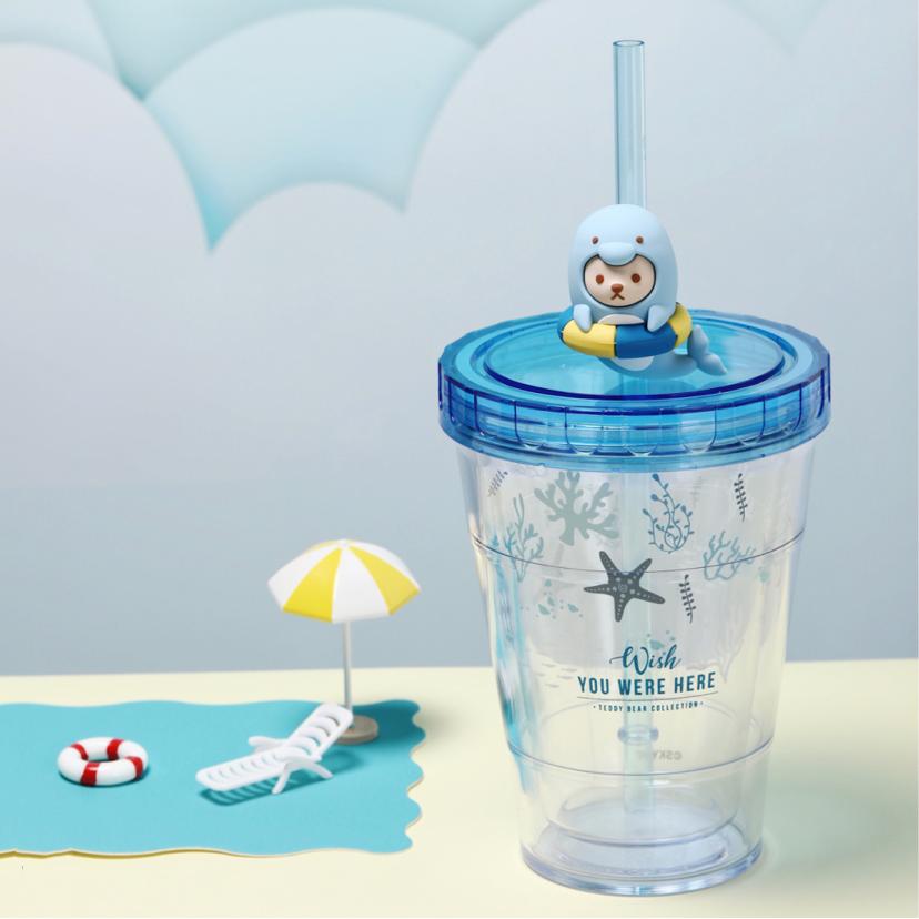 泰福高泰迪吸管杯,泰迪珍藏水杯