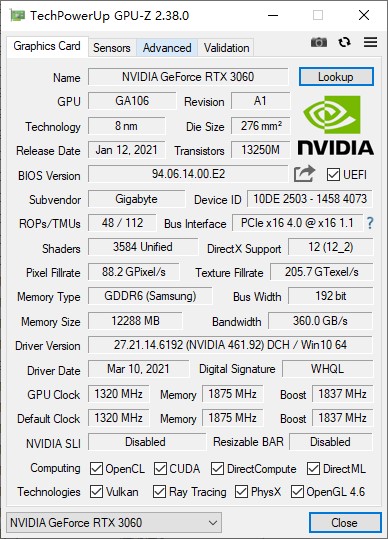 技嘉geforcertx3060ti光追,技嘉geforce3060ti8g