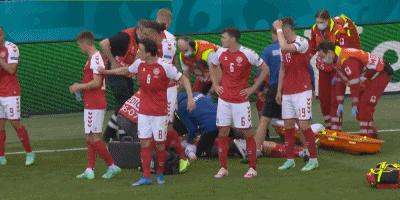 欧洲杯惊魂13分钟，丹麦“爱神”突然倒地！目前已能正常交流，张康阳送祝福