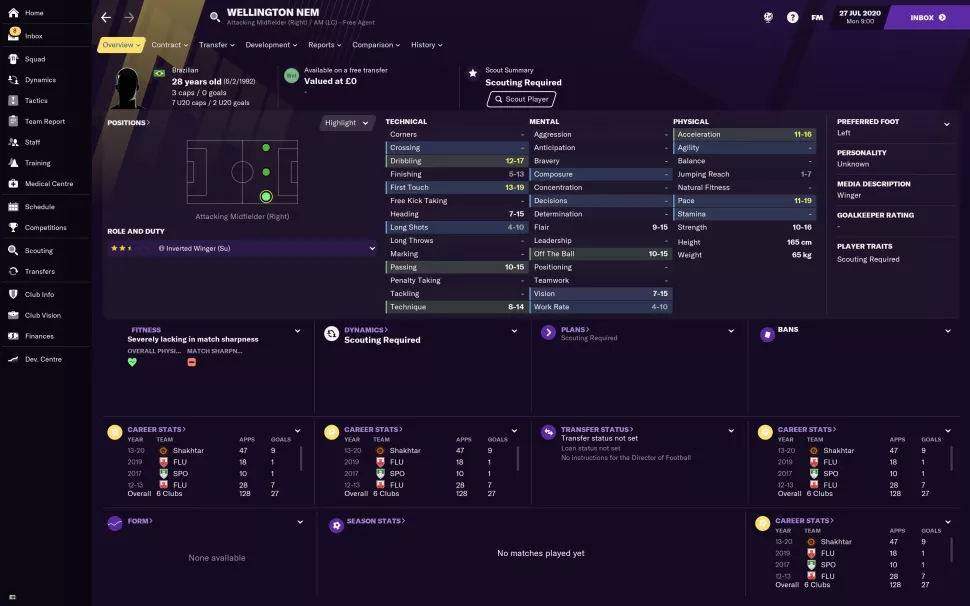 fm2021各位置最强球员排行,fm2021自由球员