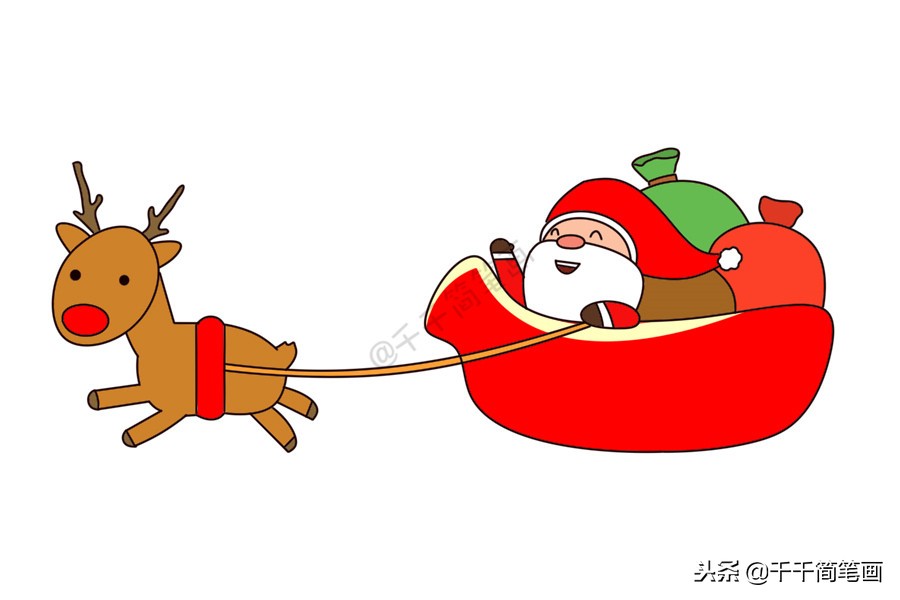 圣诞老人简笔画你收到礼物了吗,圣诞礼物盒简笔画