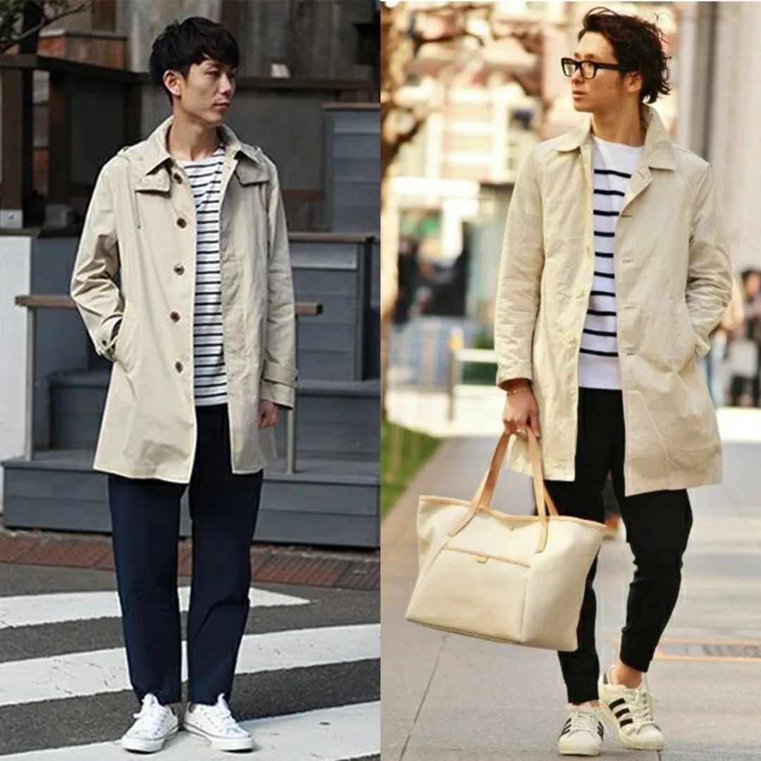 上衣宽松文艺款男装搭配,潮流竖条纹外套男装搭配