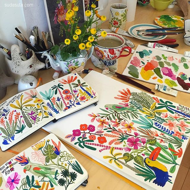 插画师carolyngavin绘画作品,carolyn插画