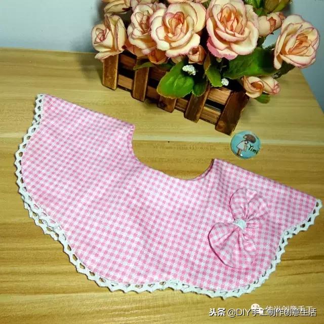 手工diy儿童厨房围兜,手工制作口水兜圆形