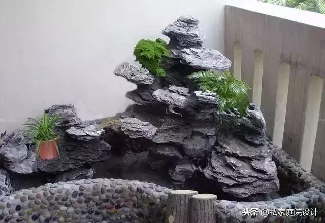 一米宽的阳台怎么设计鱼池假山,上海阳台流水假山鱼池景观设计