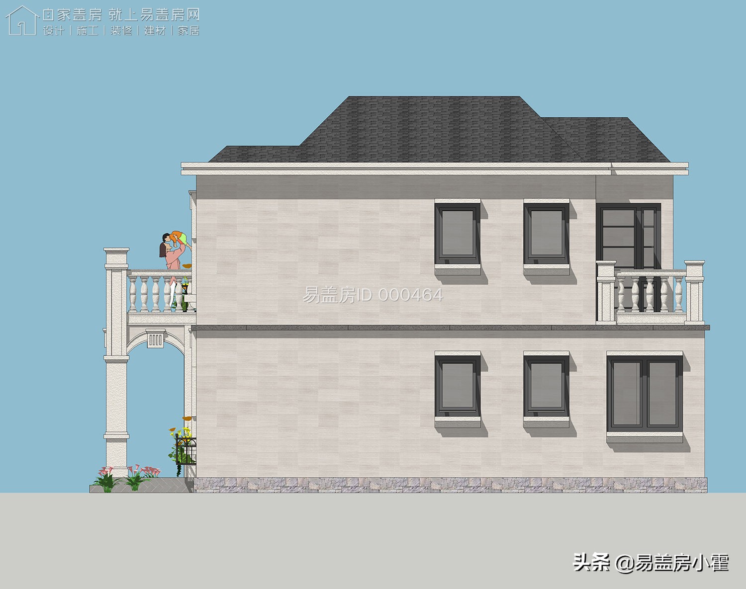 农村自建房2层欧式别墅设计,面宽10米欧式风格二层小别墅