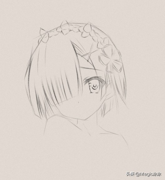 动漫手绘蕾姆,马克笔动漫手绘蕾姆