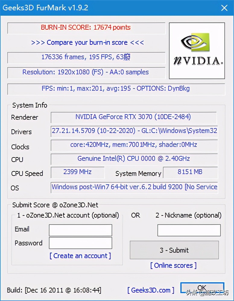 FPS破1000！3070显卡国产神软鲁大师跑分处理器两百元