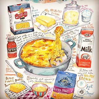 吃货插画师的美食日志，水彩食物插画：精美的手账学习素材