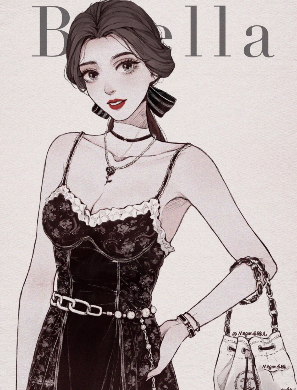 谁说黑+白很单调？素描画风的迪士尼公主，又甜又辣、超A街拍范