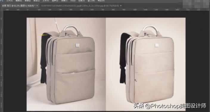 ps中修图教程,ps打开双肩包的效果