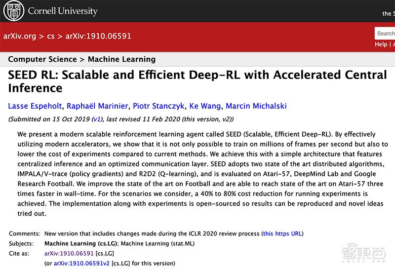 谷歌开源SEEDRL强化学习框架，训练成本降低多达80%