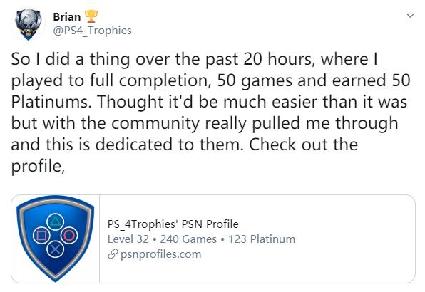 第一个ps4白金奖杯,ps4白金奖杯记录