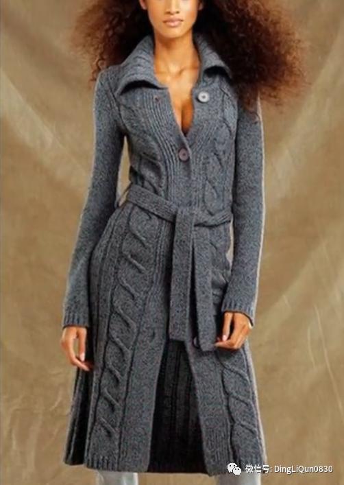 春秋针织女装长款开衫外套,加肥加大针织开衫外套长款