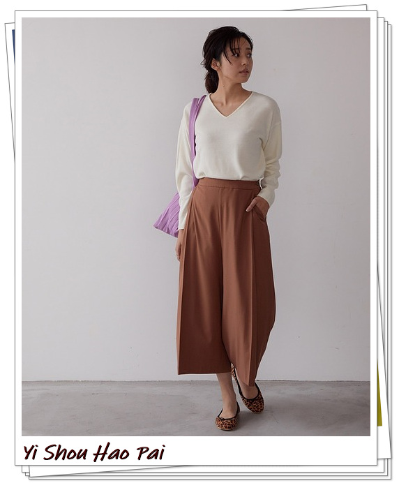 到脚踝的阔腿裤子搭配什么鞋子,米白九分阔腿裤如何搭配上衣