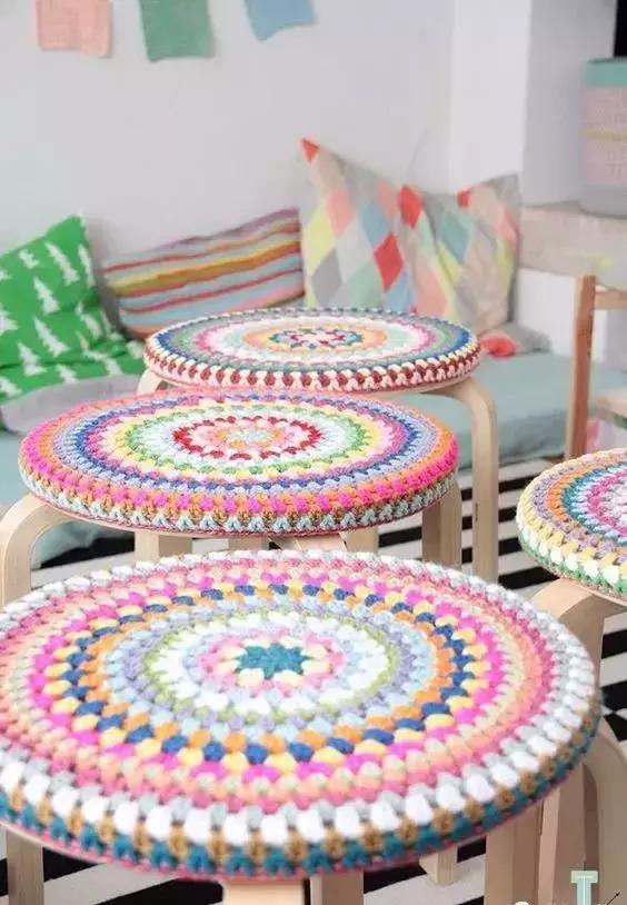 钩针汽车坐垫的编织教程,方形椅子坐垫钩针教程