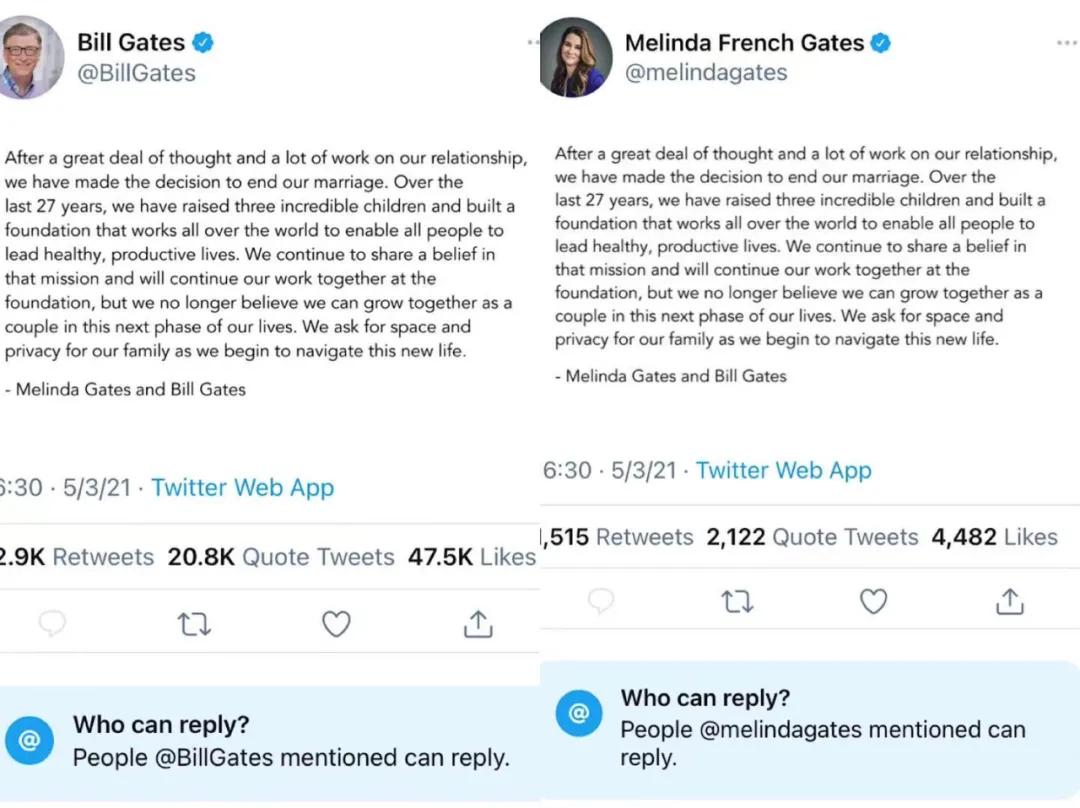 比尔盖茨夫妇离婚的正向观点,比尔盖茨结束长达27年的婚姻长跑
