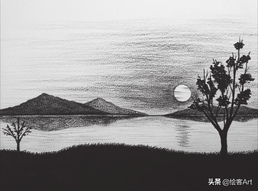 炭笔如何一笔画出渐变绘画技巧,炭笔风景教学