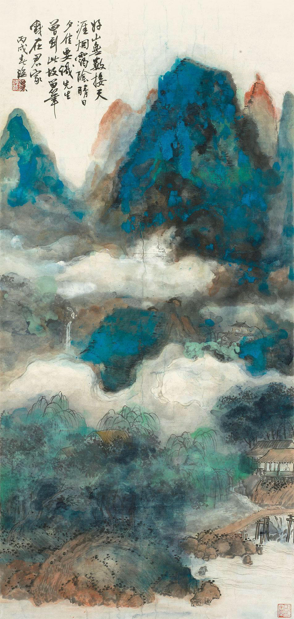 刘海粟绘画黄山奇峰图,刘海粟国画大师作品欣赏黄山