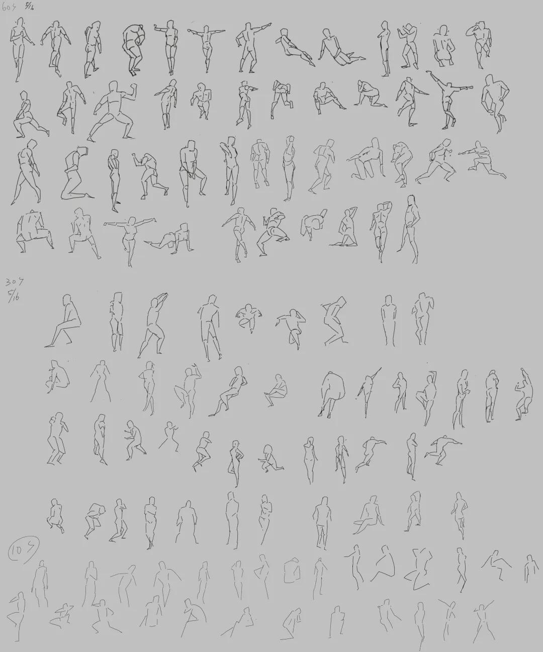 适合新手的100幅画速写,人物速写人体结构新手入门